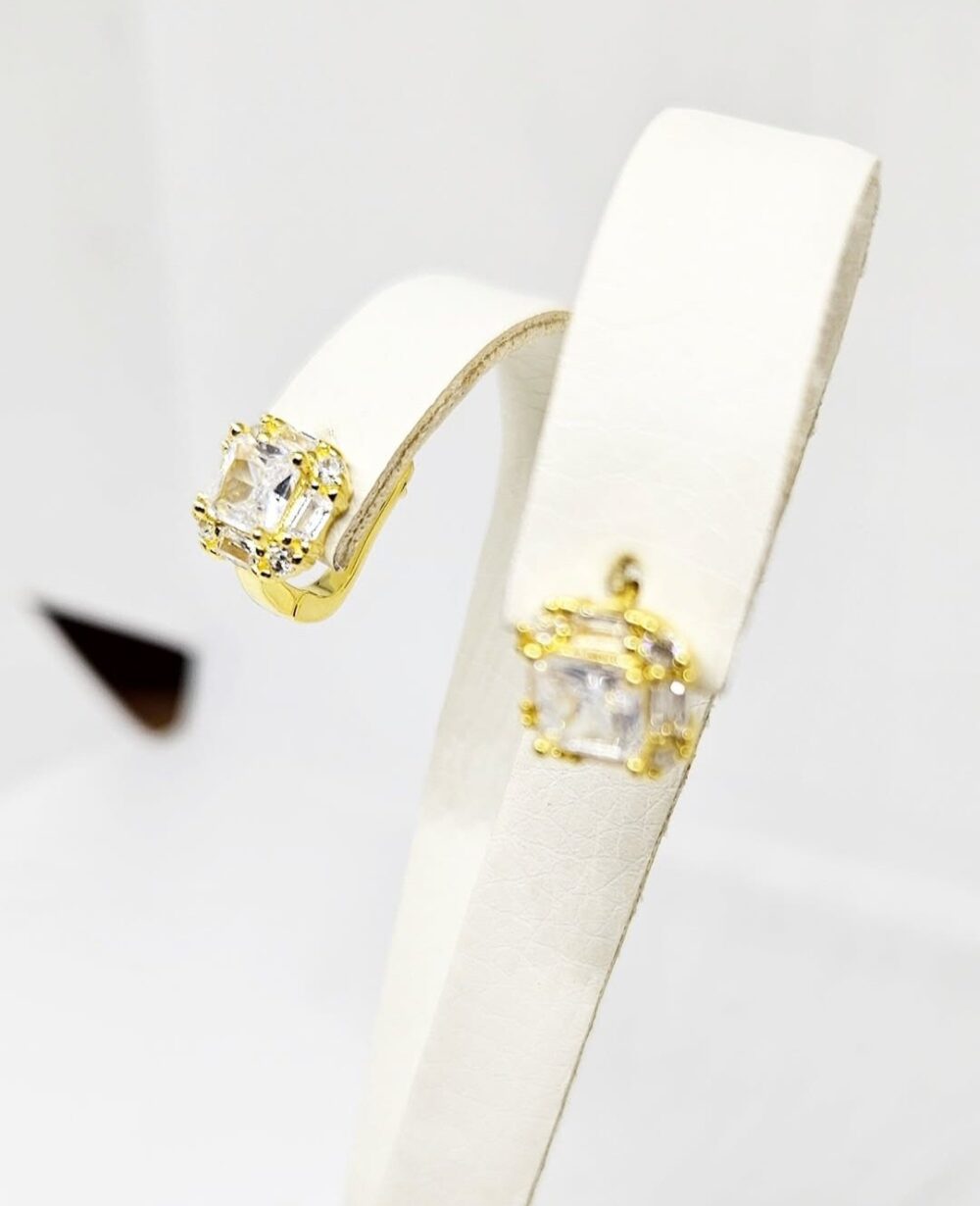 Naušnice - Srebro 925 + 14k pozlata - 1 cm - Slika 2
