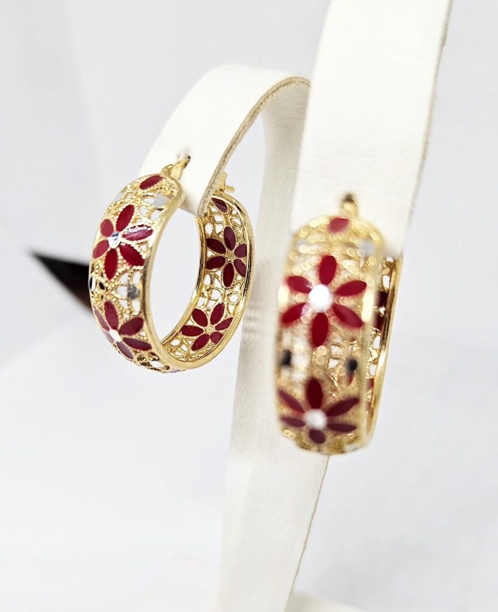 Naušnice - Srebro 925 + 14 k pozlata - 2,4 cm - Slika 2