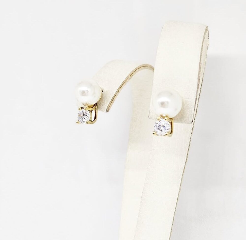 Minđuše - Srebro 925 + 14k pozlata - 1,2 cm - Slika 2