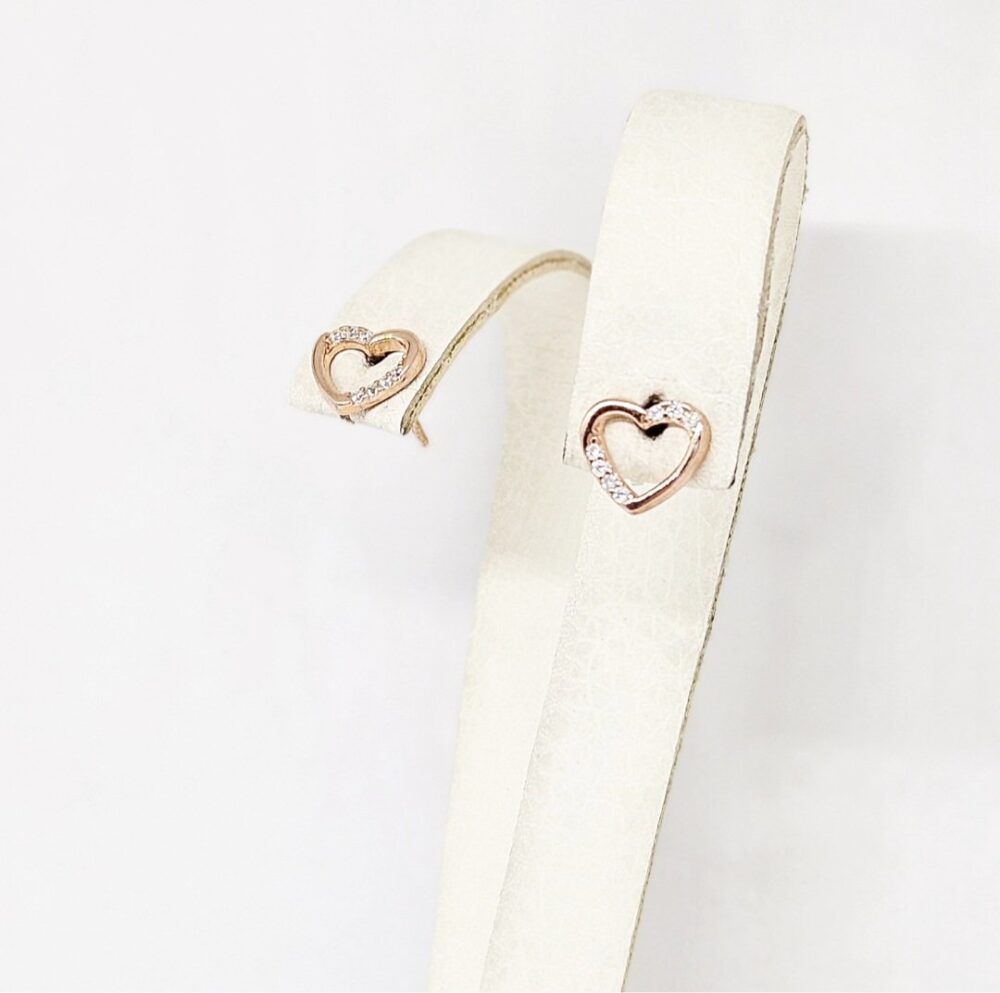 Minđuše - Srebro 925 + Rose gold pozlata - 0,7 cm - Slika 2