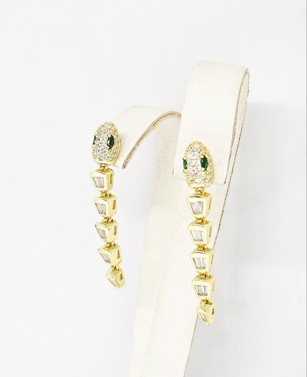 Minđuše - Srebro 925 + 14k pozlata - 3,8 cm - Slika 2