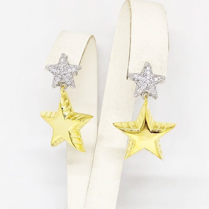 Minđuše - Srebro 925 + 14k pozlata - 3 cm