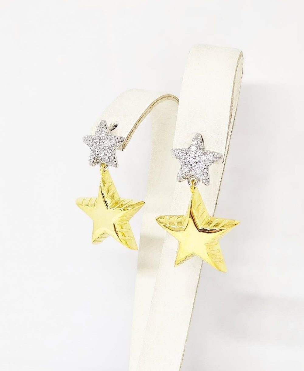 Minđuše - Srebro 925 + 14k pozlata - 3 cm - Slika 2