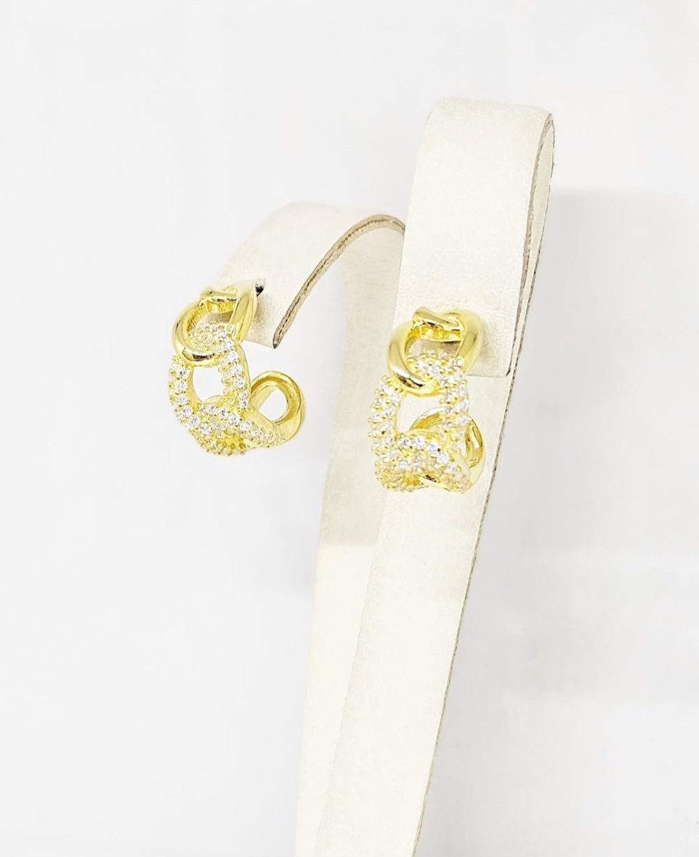Minđuše - Srebro 925 + 14k pozlata - 1,7 cm - Slika 2