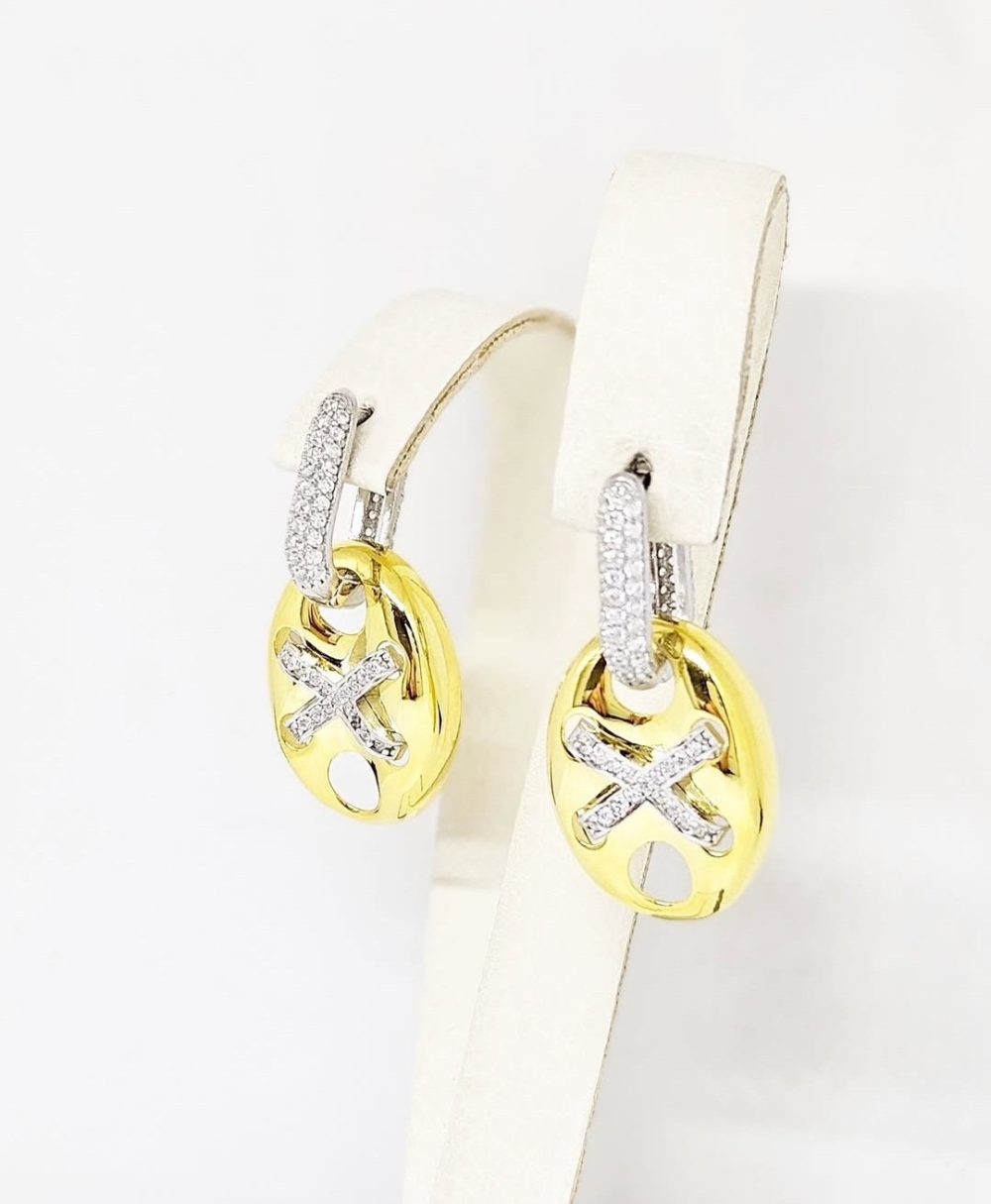 Naušnice - Srebro 925 + 14k pozlata - 3,1 cm - Slika 2