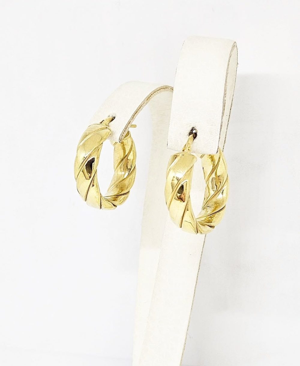 Naušnice halke - Srebro 925 + 14k pozlata - 2 cm - Slika 2