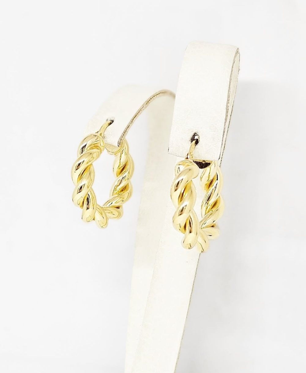 Naušnice halke - Srebro 925 + 14k pozlata - 2 cm - Slika 2