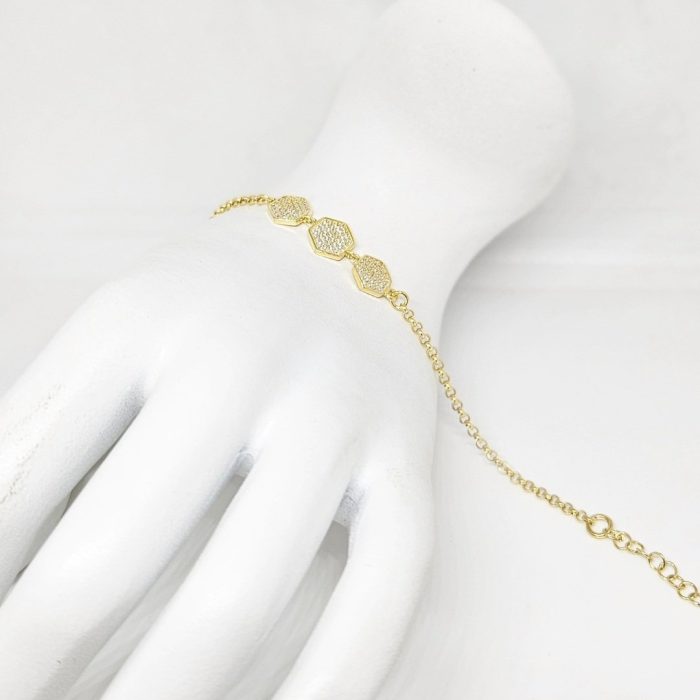 Narukvica - Srebro 925 + 14k pozlata - 17 - 20 cm