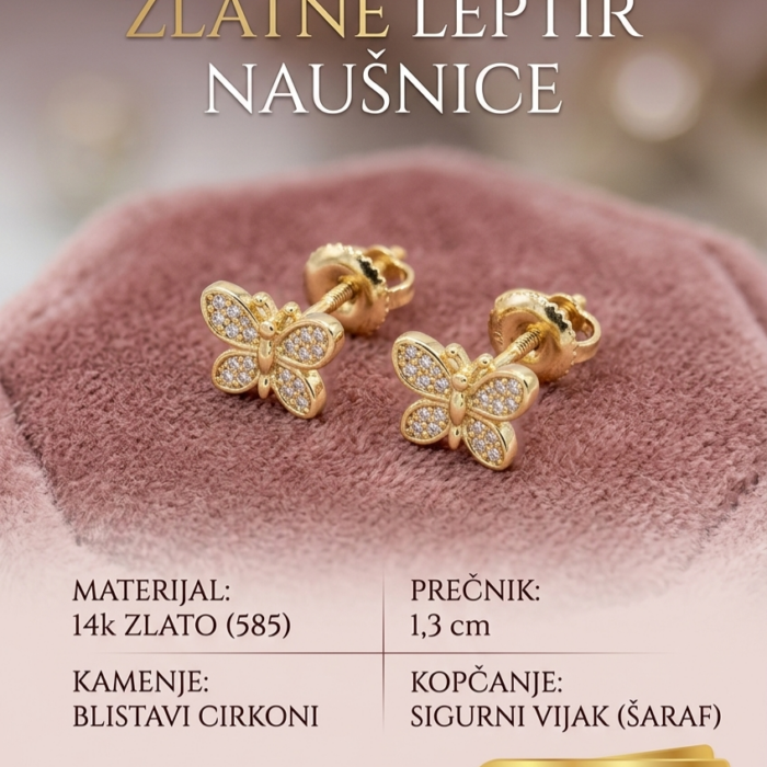 Naušnice - Zlato 585 14k - 1,3 cm