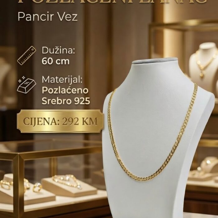 Lanac - Srebro 925 + 14k pozlata - 60 cm